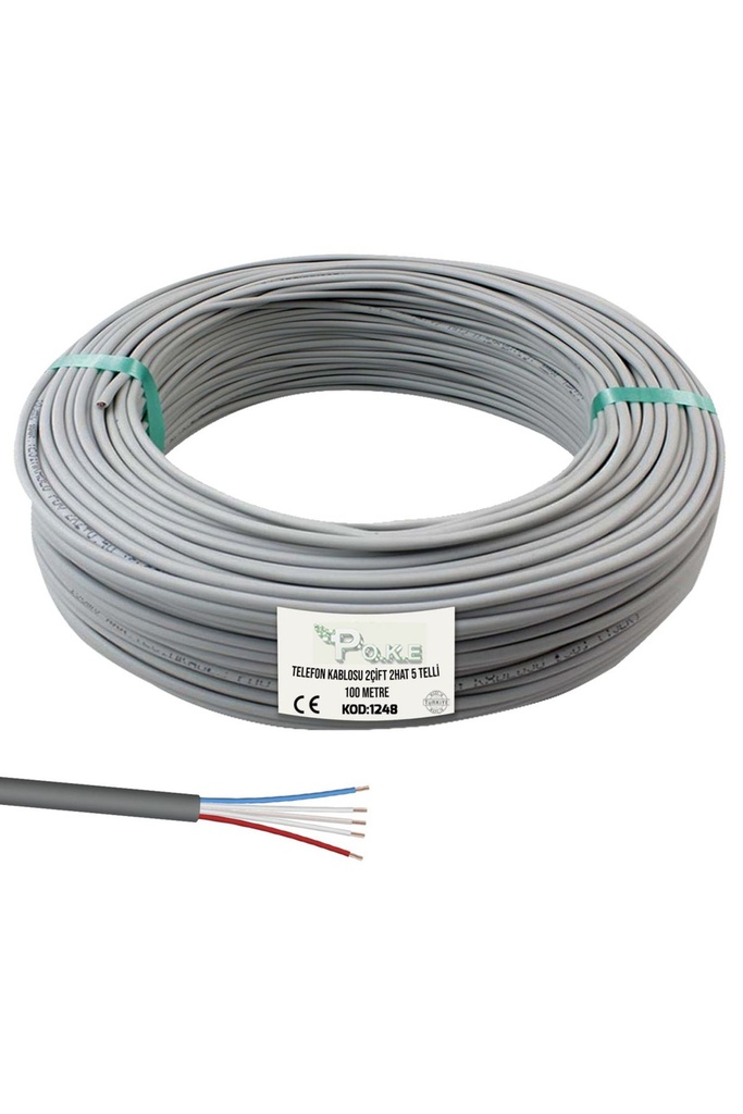 Telefon Kablosu 2 Çift 2 Hat 5 Telli 100mt Poke Pk-1248