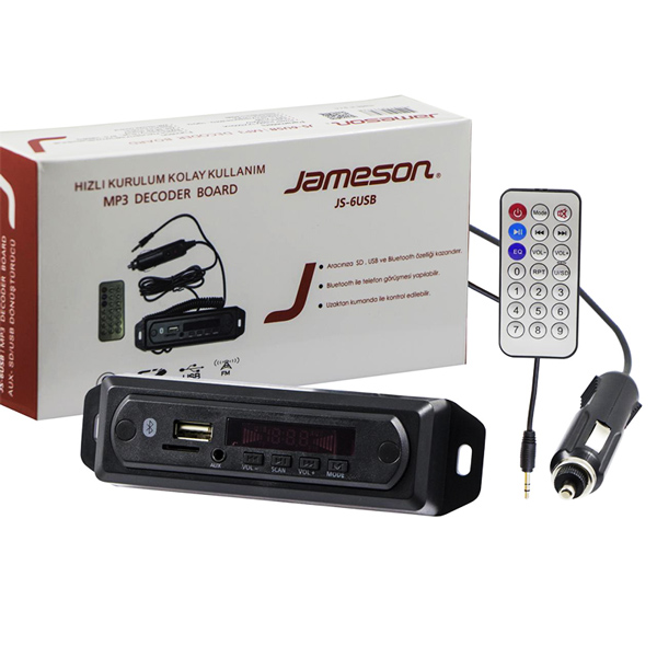 Oto Teyp Çevirici Bord Mikrofonlu Bt Aux Usb Sd Kumandalı Jameson Js-6usb 