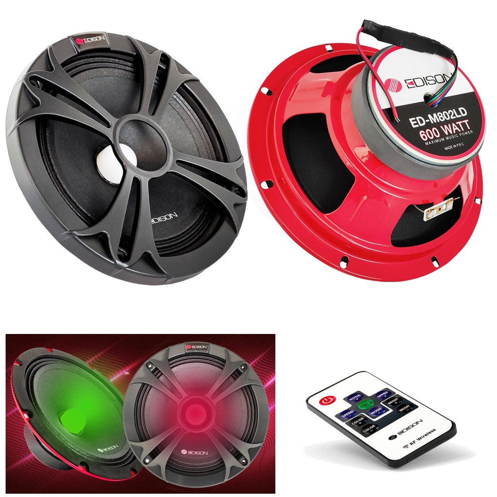 Oto Midrange 20cm RGB Işıklı 600W 2 Adet Edison ED-M802LD  R41