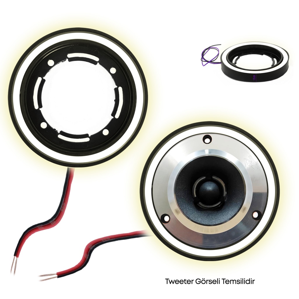 Ledli 8cm Hoparlör Tweeter Kapak 2 Adet Poke PK-5879