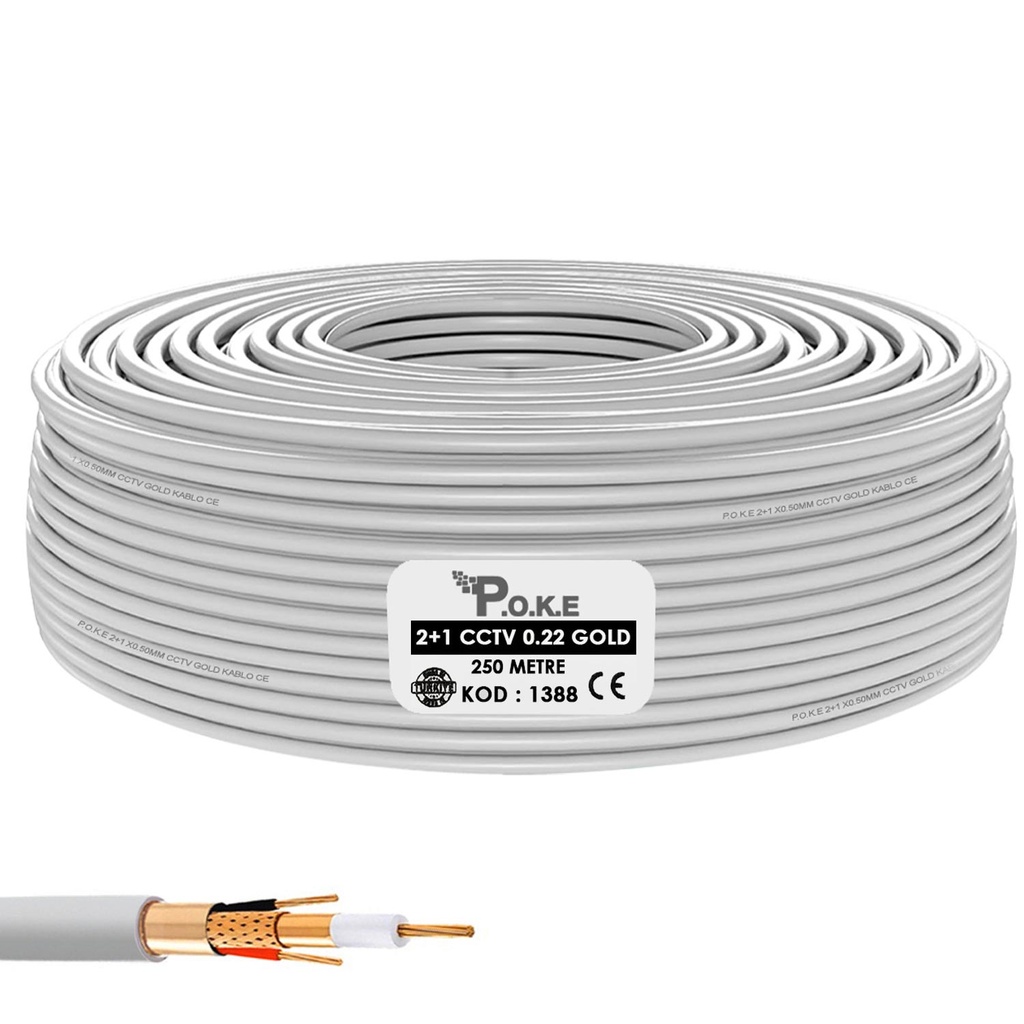 2+1 CCTV 0.22 Kamera Kablosu Gold 250mt Poke PK-1388