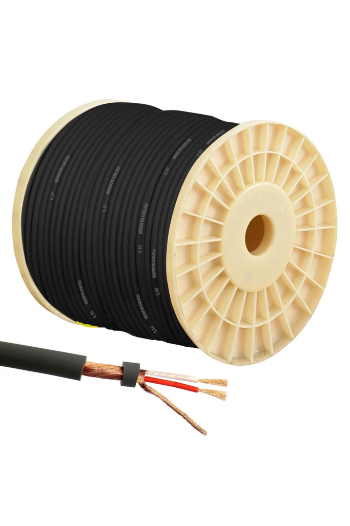 Stereo Mikrofon Kablosu 0.50 Full Bakır CU N70 50mt Siyah Pk-1230