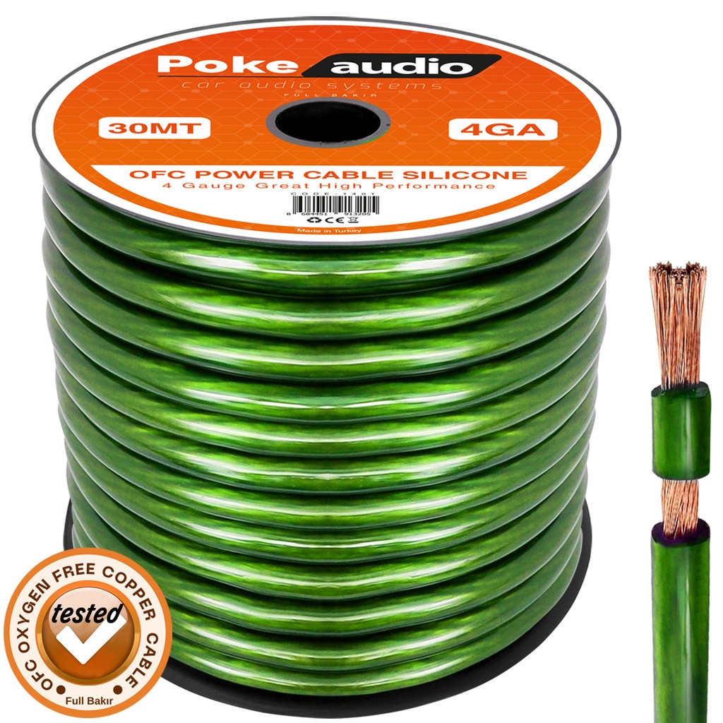 4GA OFC Bakır Oto Anfi Power Kablo Silikon 30mt Poke PK-1401