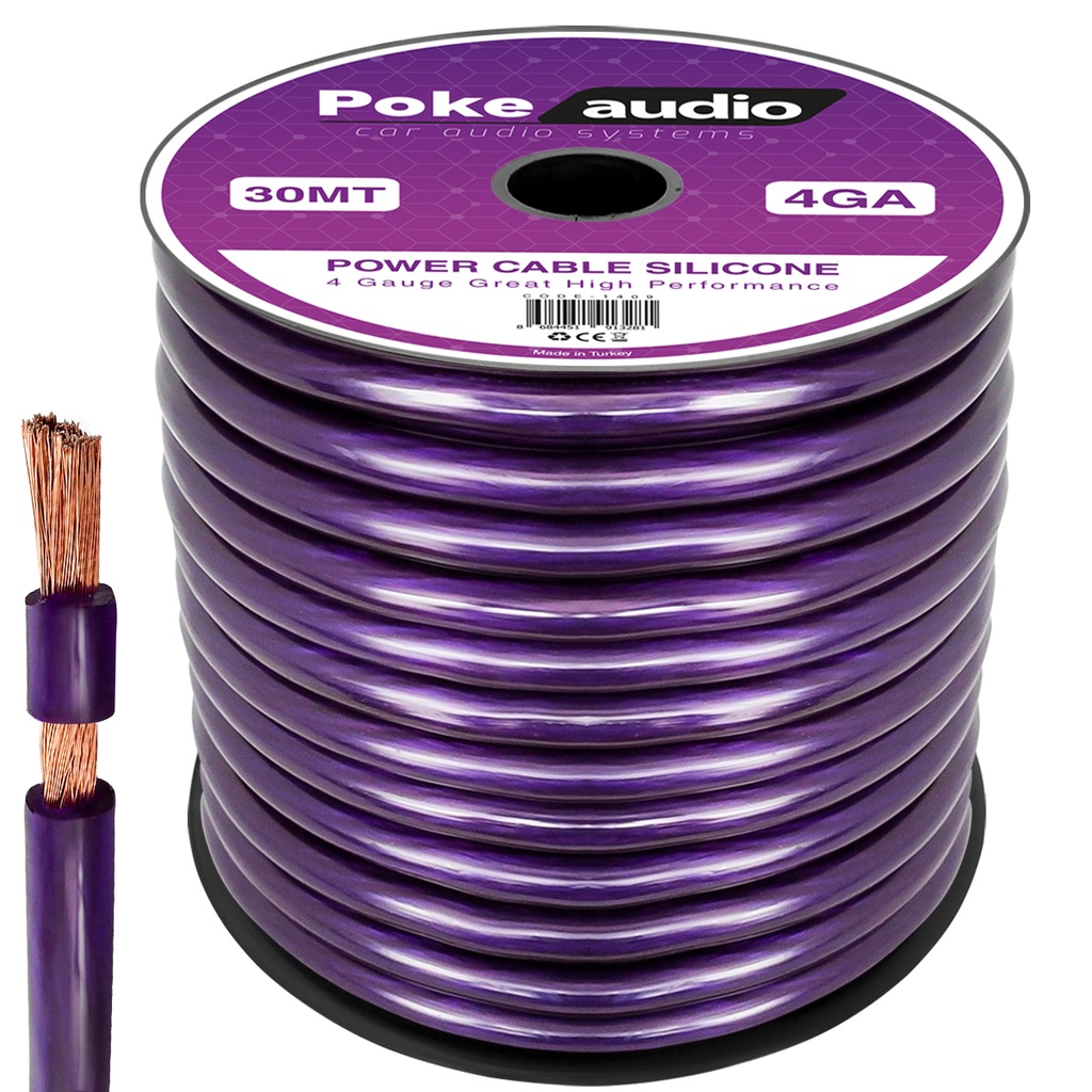 4GA Oto Anfi Power Kablo Silikon 30mt Poke PK-1409 PLUS