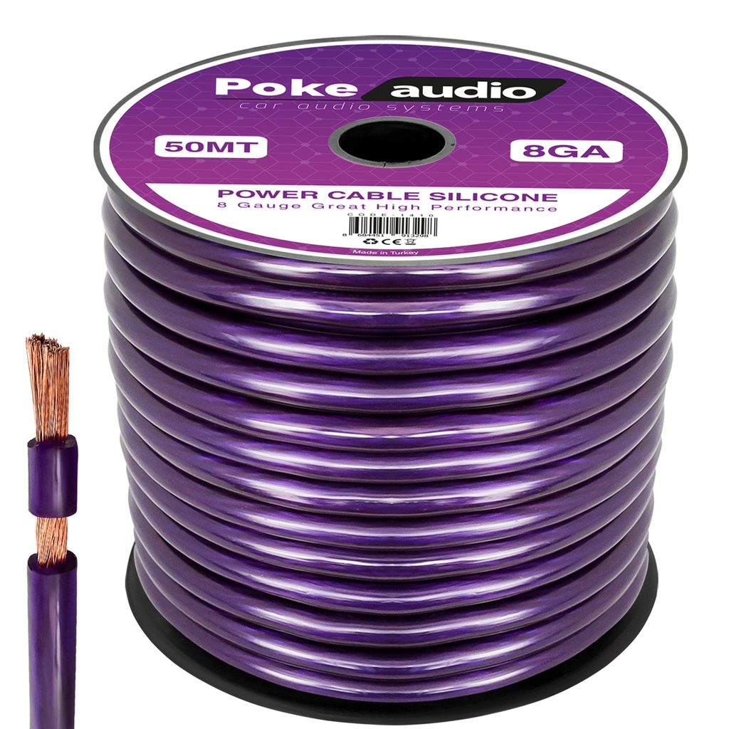 8GA Oto Anfi Power Kablo Silikon 50mt Poke PK-1410 PLUS