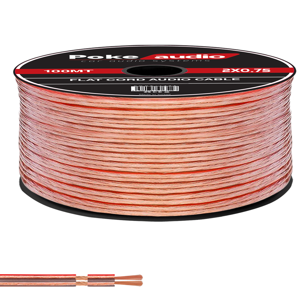 2X0.75 Hoparlör Kablosu Şeffaf Kordon Makarlı 100mt PK-1420