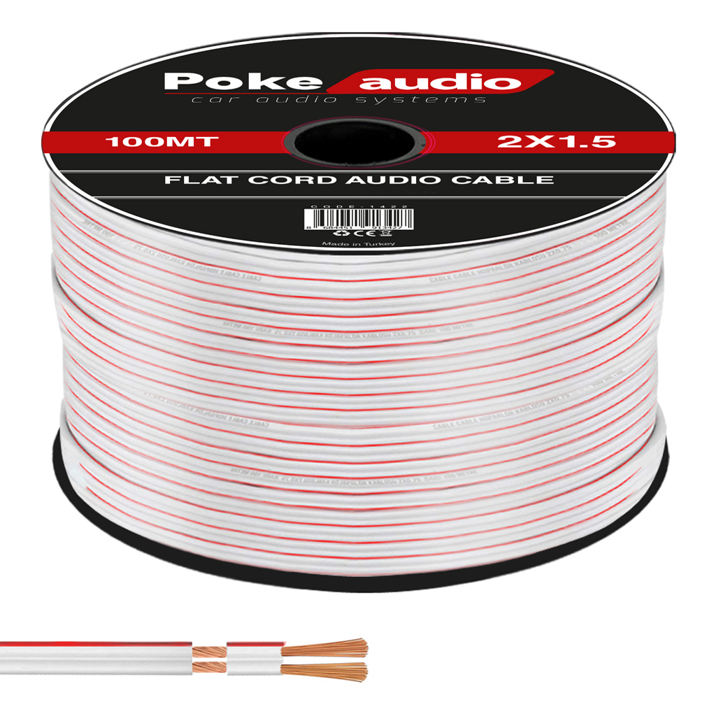 2X1.5 Hoparlör Kablosu Kordon Beyaz 100mt PK-1423