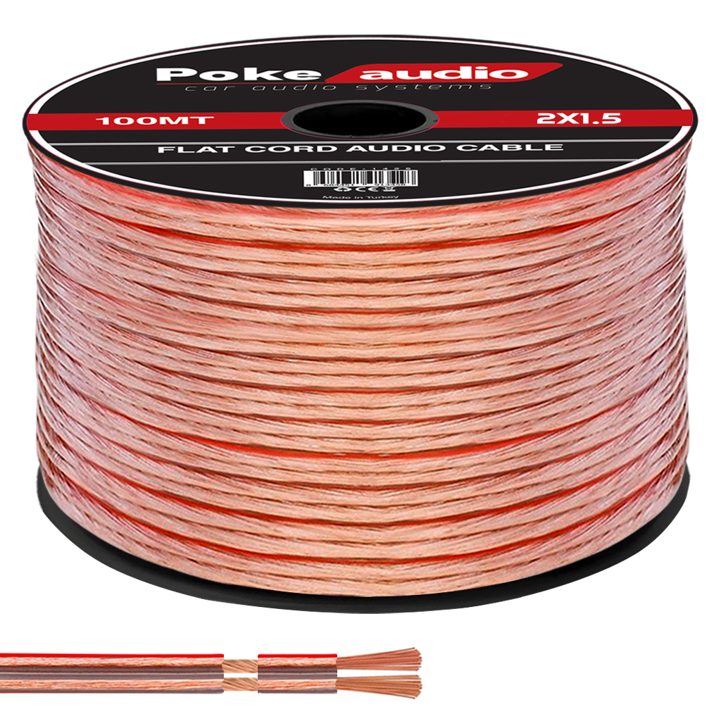2X1.5 Hoparlör Kablosu Kordon Şeffaf 100mt PK-1424