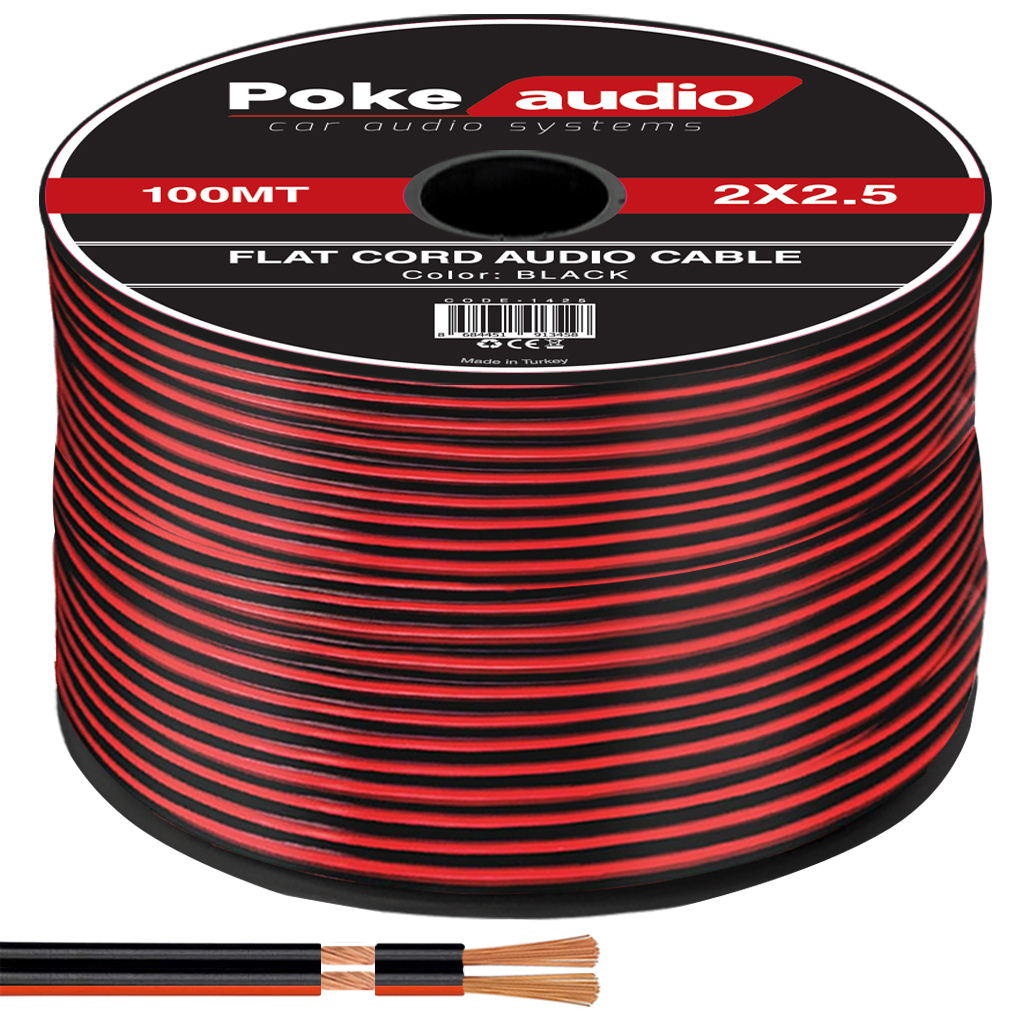 2X2.5 Hoparlör Kablosu Kordon Siyah 100mt Poke PK-1425
