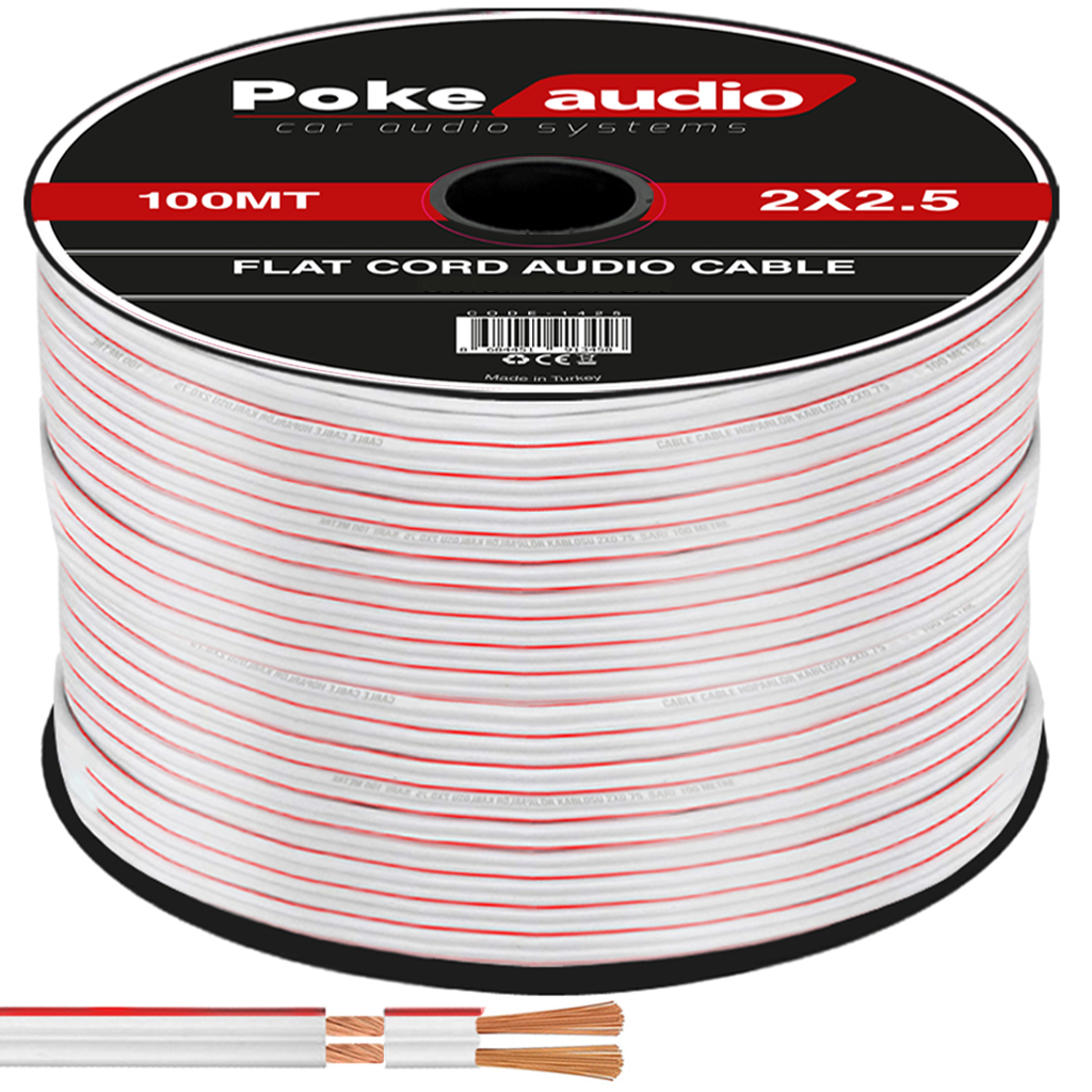 2X2.5 Hoparlör Kablosu Kordon Beyaz 100mt PK-1426