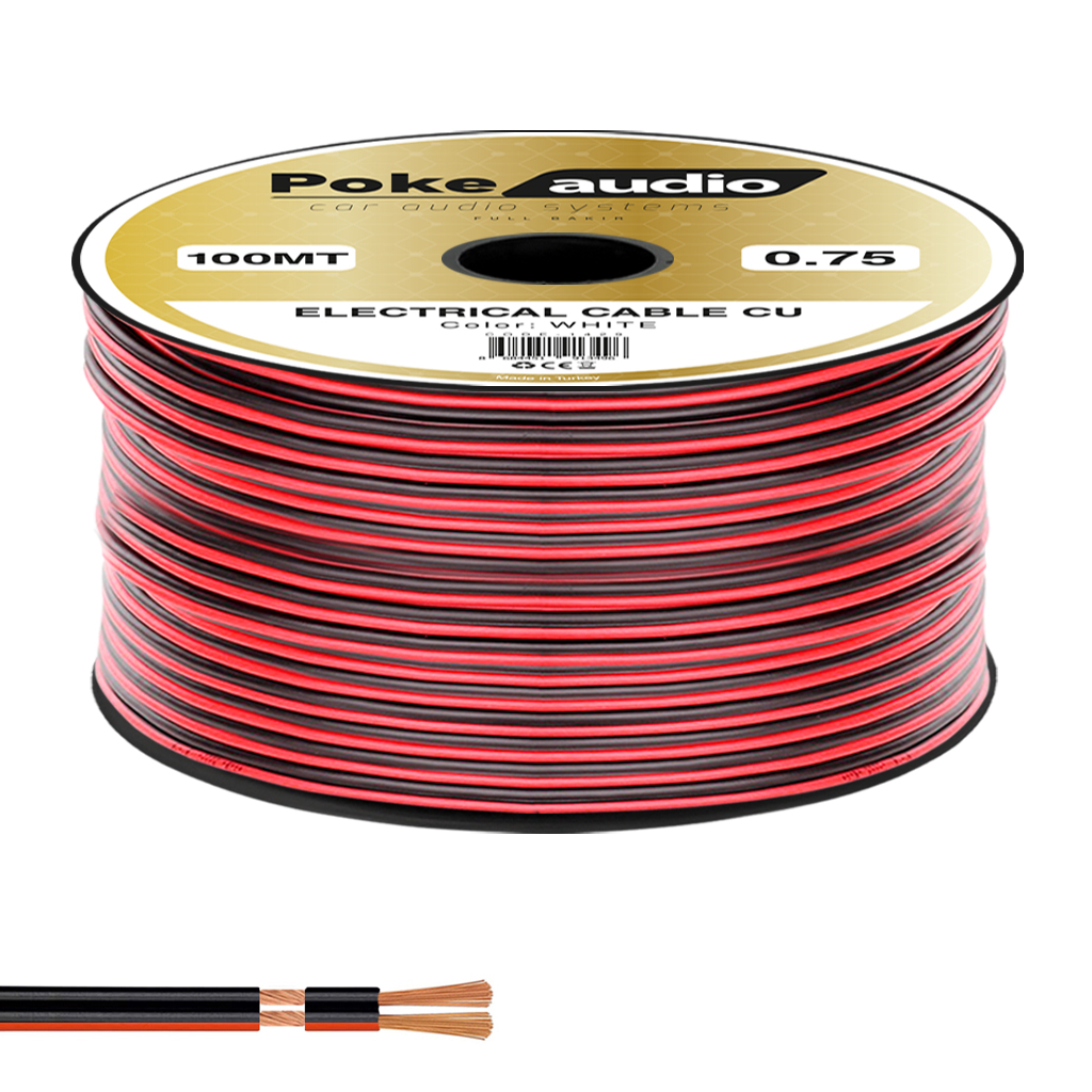 2X0.75 Tam Bakır Elektrik Kablosu H03VH-H CU Kordon Siyah 100mt PK-1428