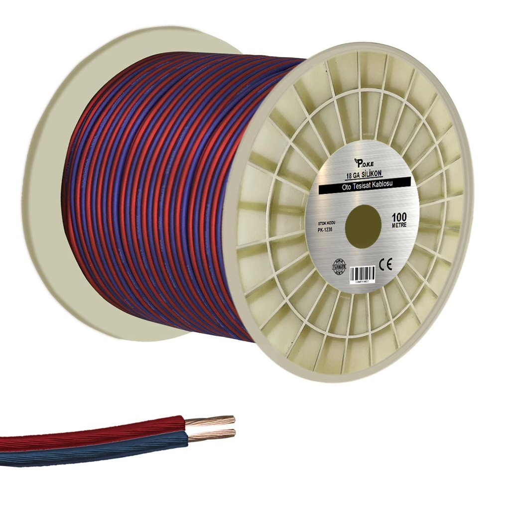 18GA Oto Tesisat Kablosu 100mt Poke Pk-1236