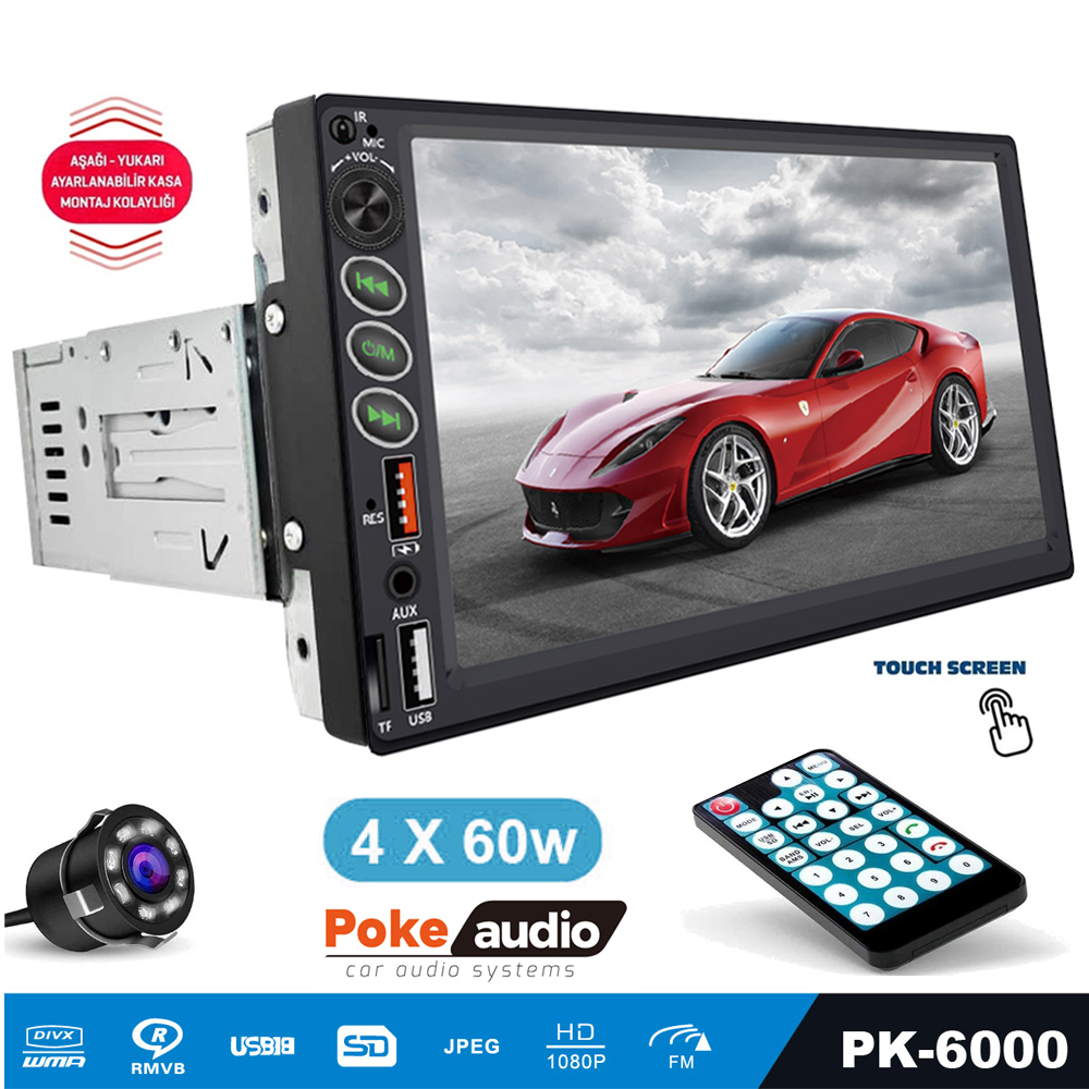 7'' Tofaş 4x60w Bt2x/Usb/Sd/Aux Şarjlı Kameralı Poke PK-6000 