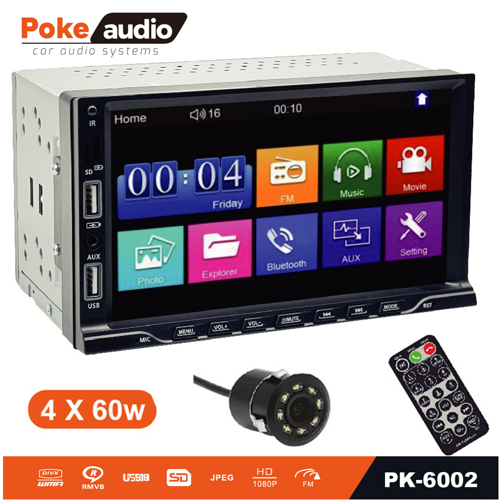 7'' Double Din Teyp 4x60w 2xusb Şarjlı Kameralı Poke PK-6002 R2