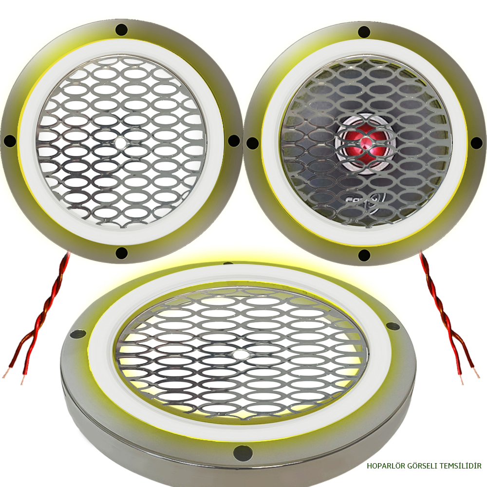 20cm Krom Ledli Hoparlör Kapak 2 Adet Poke PK-4560