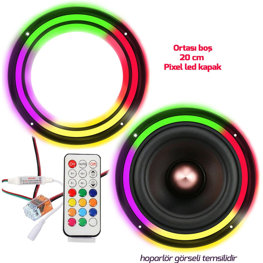 Pixel Ledli 20cm Hoparlör Kapak İçi Boş 2 Adet Poke PK-6050   R13