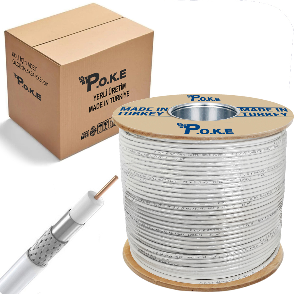 112Tel Anten Kablosu RG6/U4 1.02 500mt Poke PK-1084