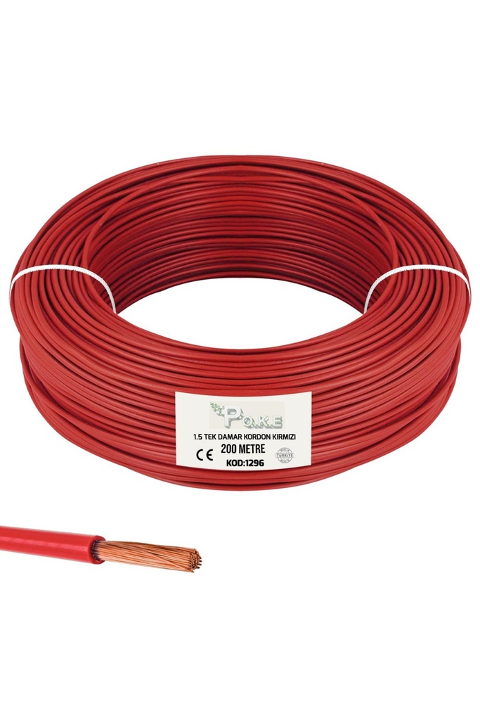 0.75 NYAF Tek Damar Kırmızı 200mt Poke Pk-1296