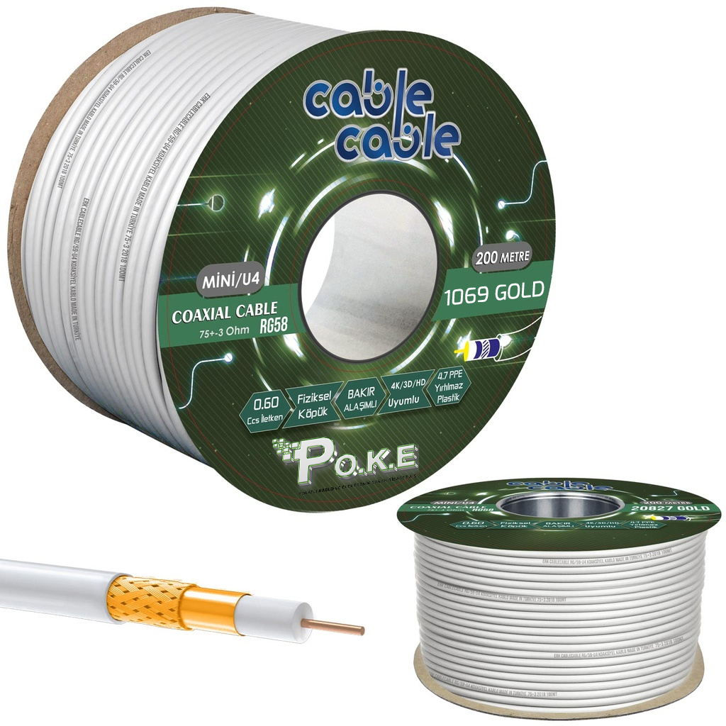 Anten Kablosu RG58/U4 Mini Gold 200mt Poke PK-1069