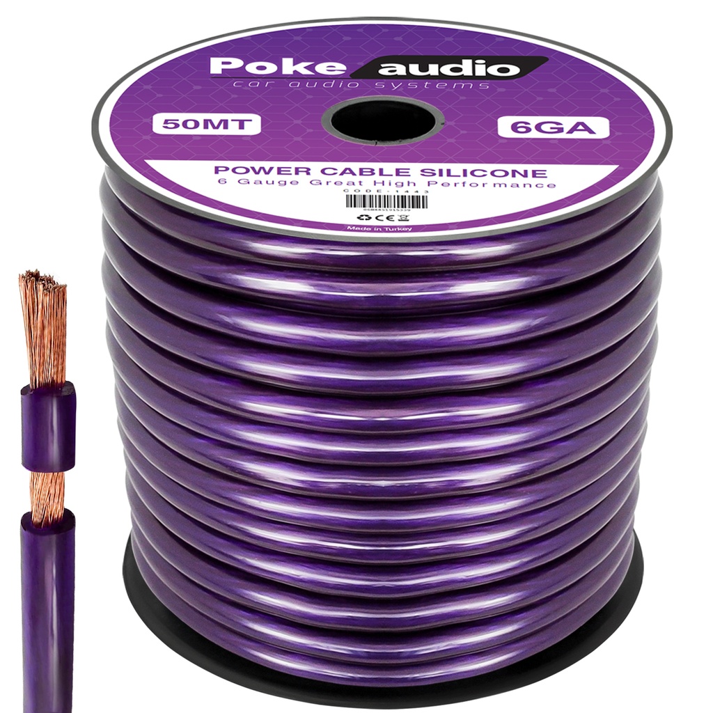 6GA Oto Anfi Power Kablo Silikon 50mt Poke PK-1443 PLUS