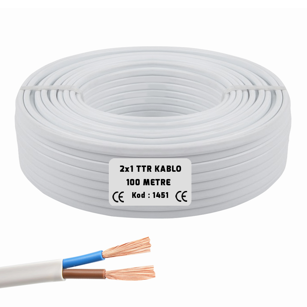 2x1 TTR Balık Sırtı Yassı Kablo Beyaz 100mt BRK-1451