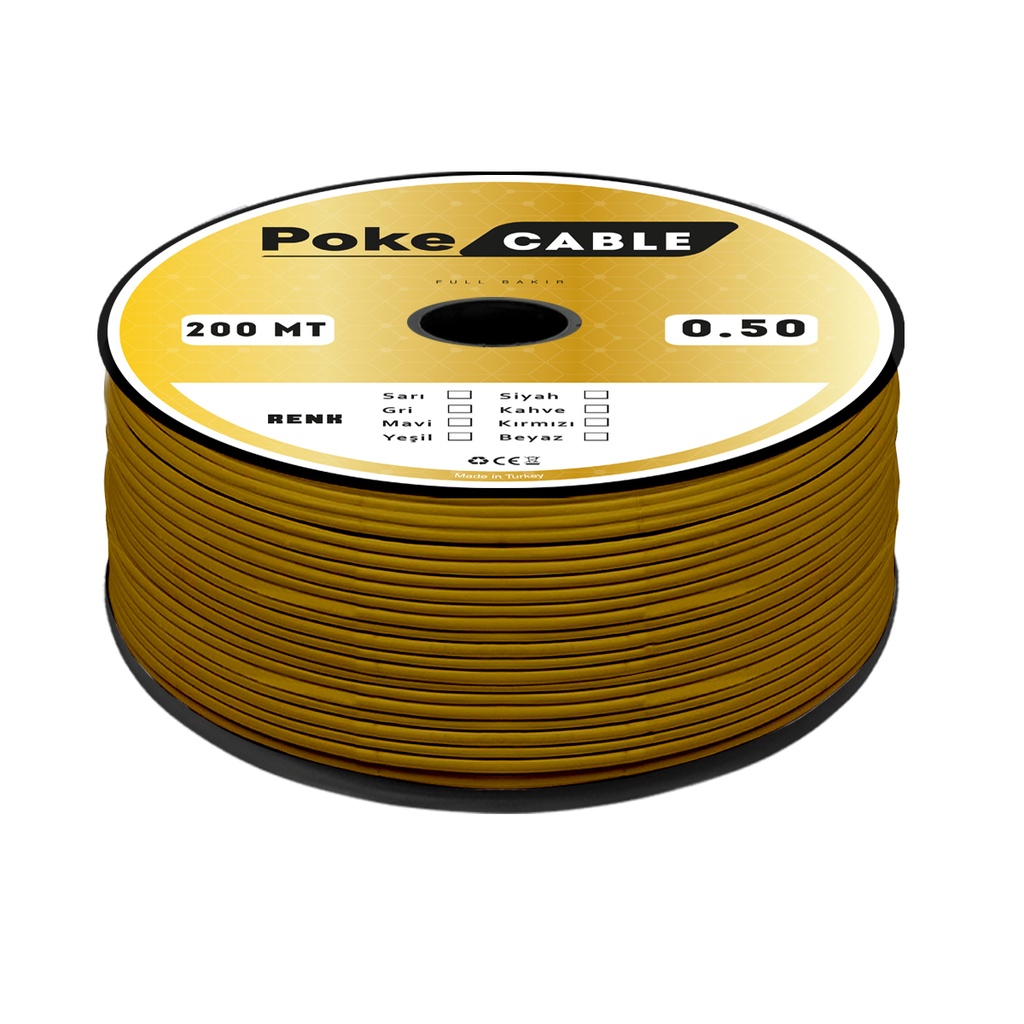 0.50 NYAF Bakır Kablo CU Kahve 200mt Poke PK-1454