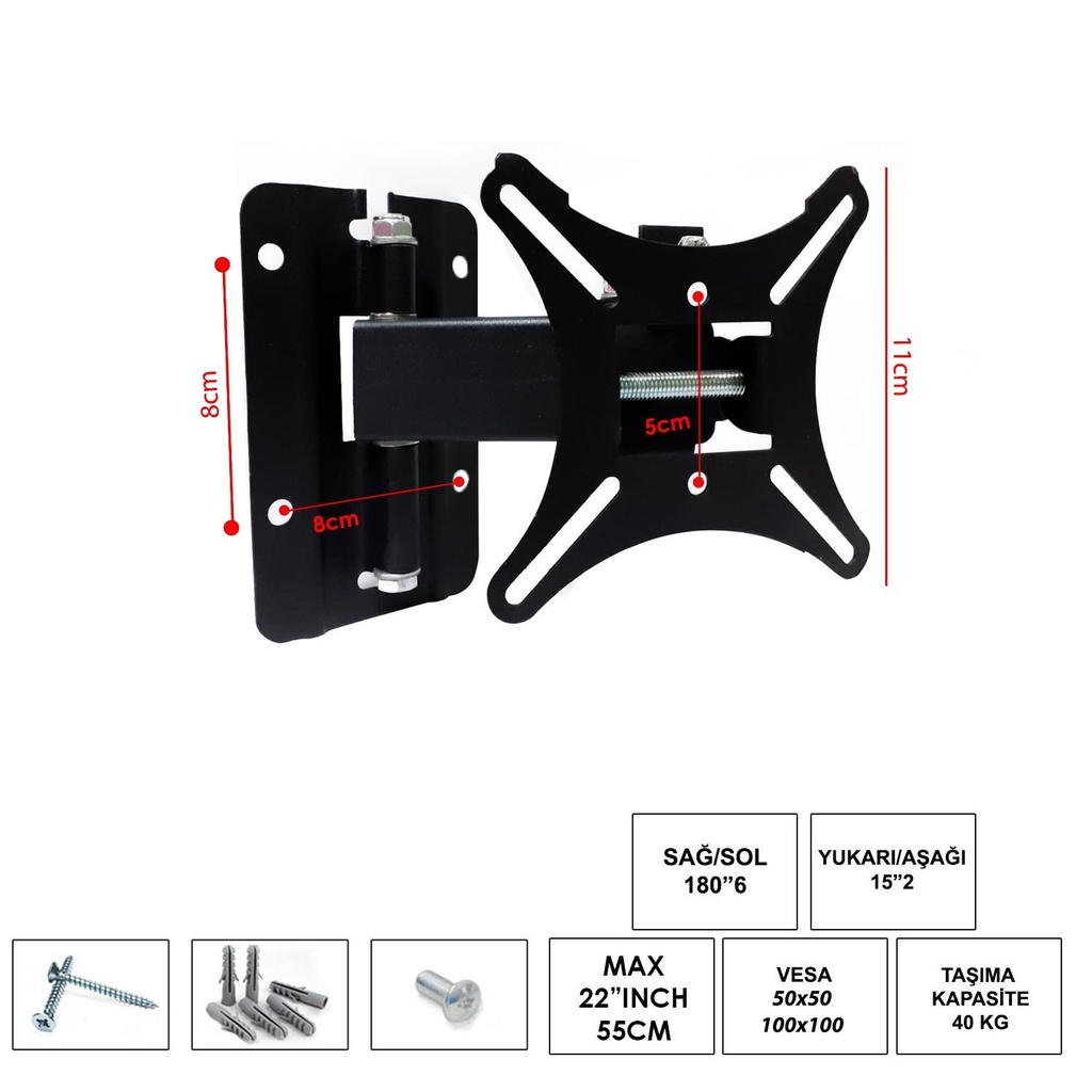 22'' 55cm Lcd Askı Aparatı Hareketli Tek Kol UFIX-22KH R25
