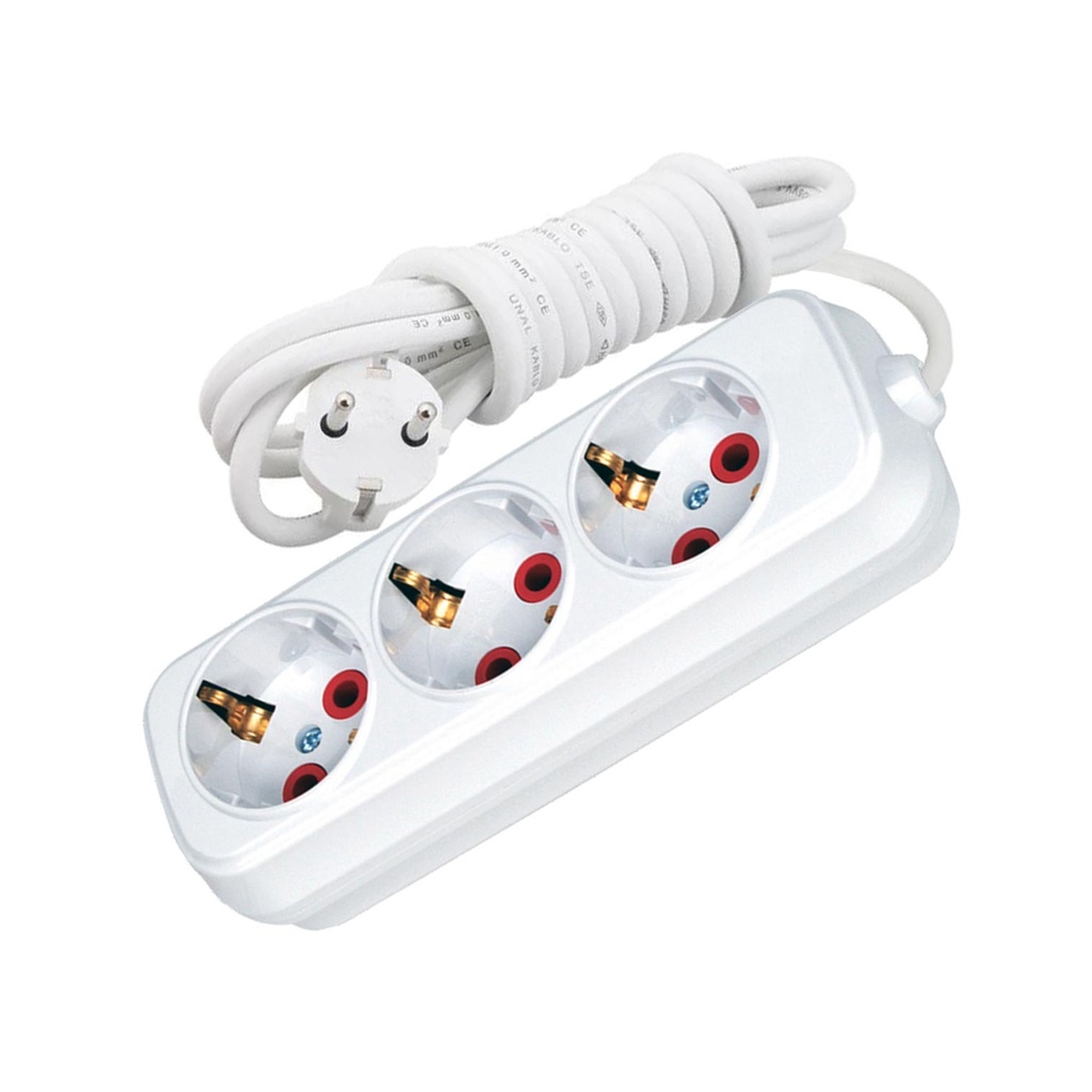 Üçlü Topraklı Grup Priz 3mt Tunç T-3