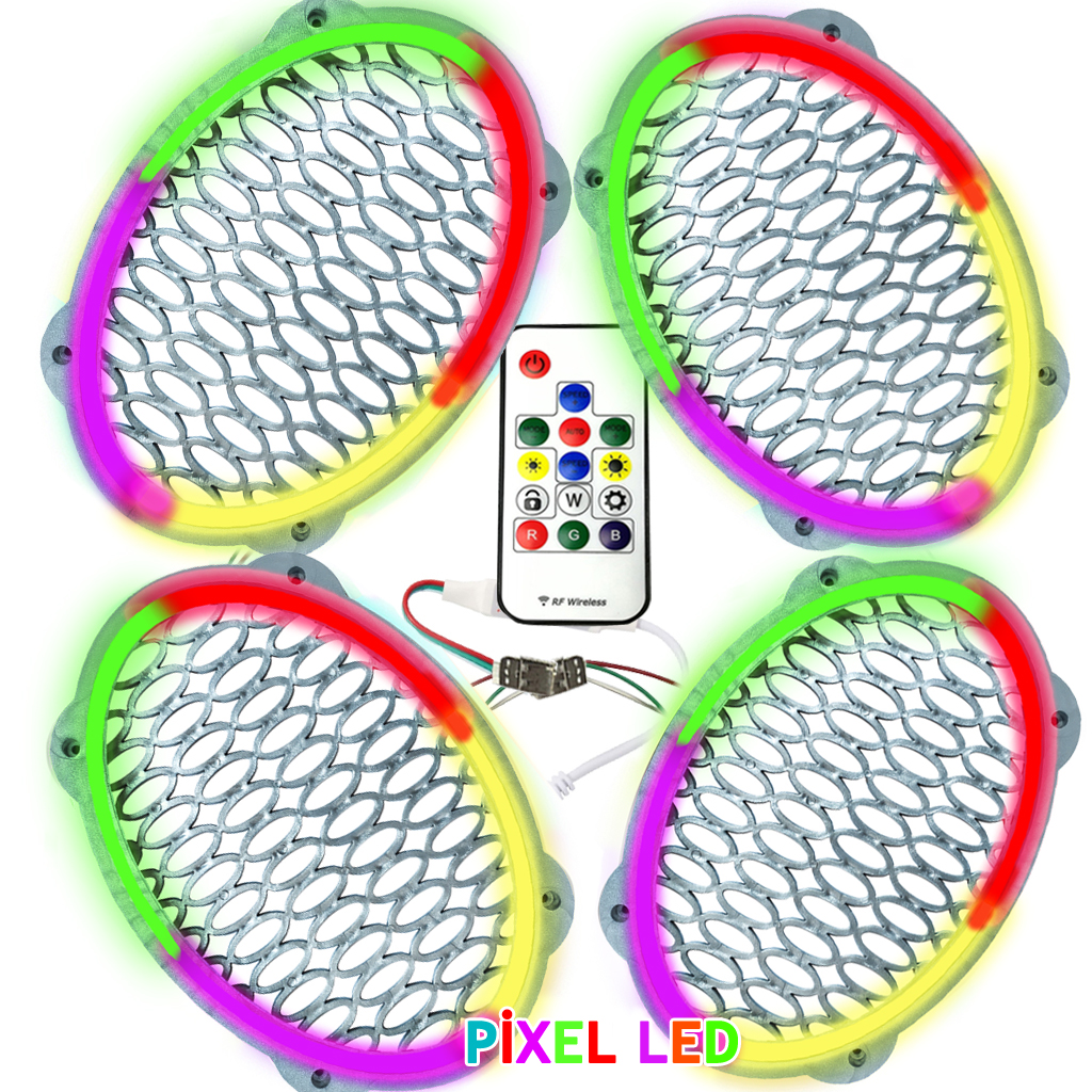 Pixel Ledli Oval Hoparlör Kapak Gümüş 4 Adet Poke PK-6302