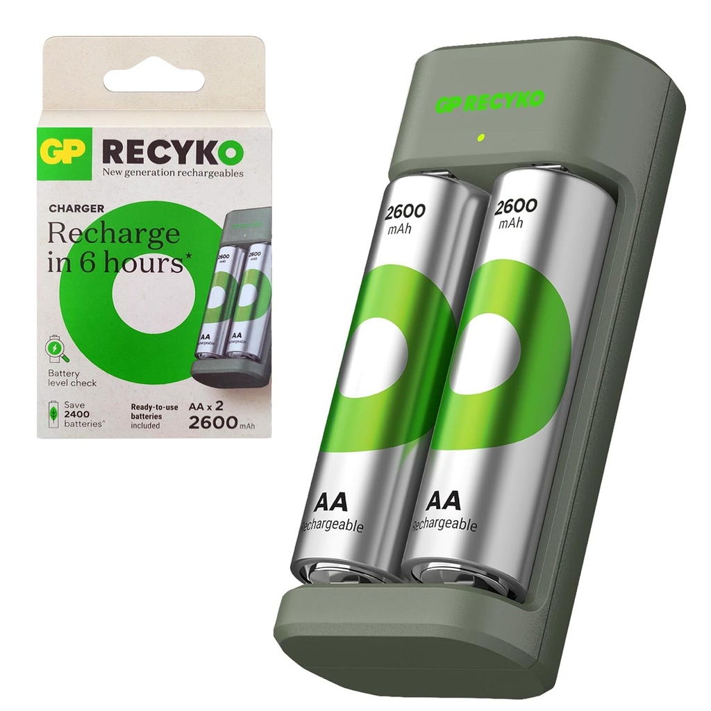 Pil Şarj Aleti İkili 2 Adet 2600 Mah Pil Hediye GP