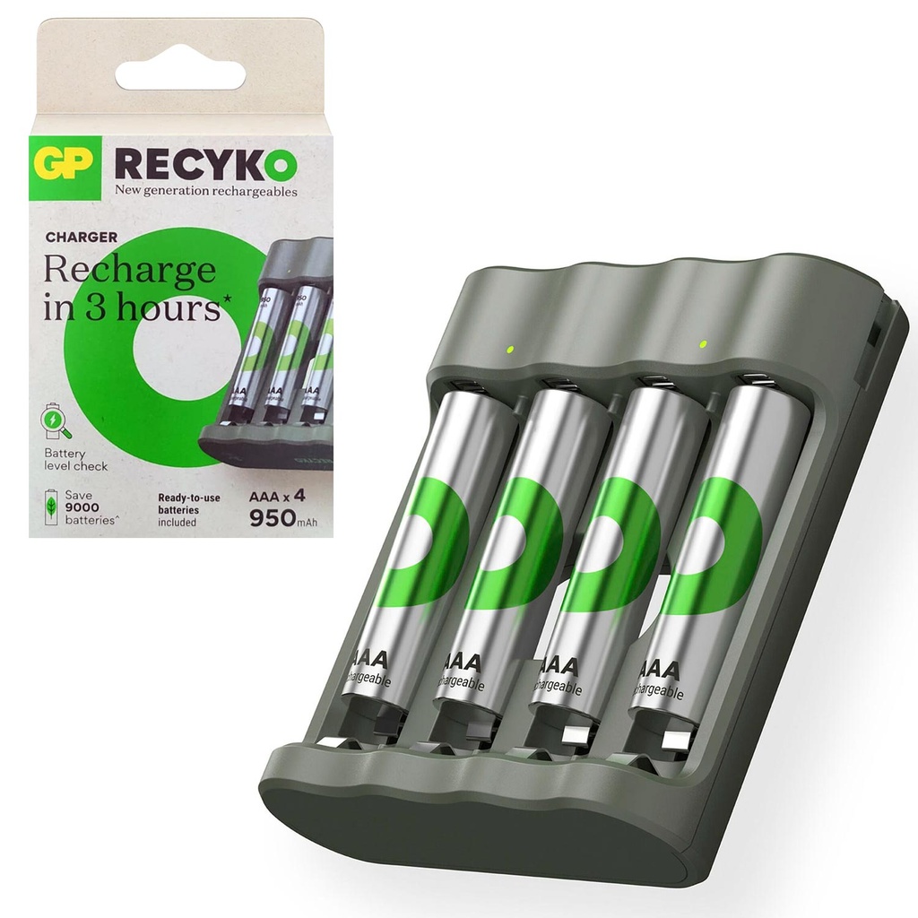 Pil Şarj Aleti Dörtlü AAA 4X950 Mah Pil Hediye GP R34