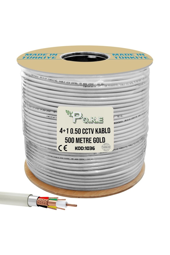 4+1 CCTV 0.50 Kamera Kablosu Gold 500mt Poke PK-1036