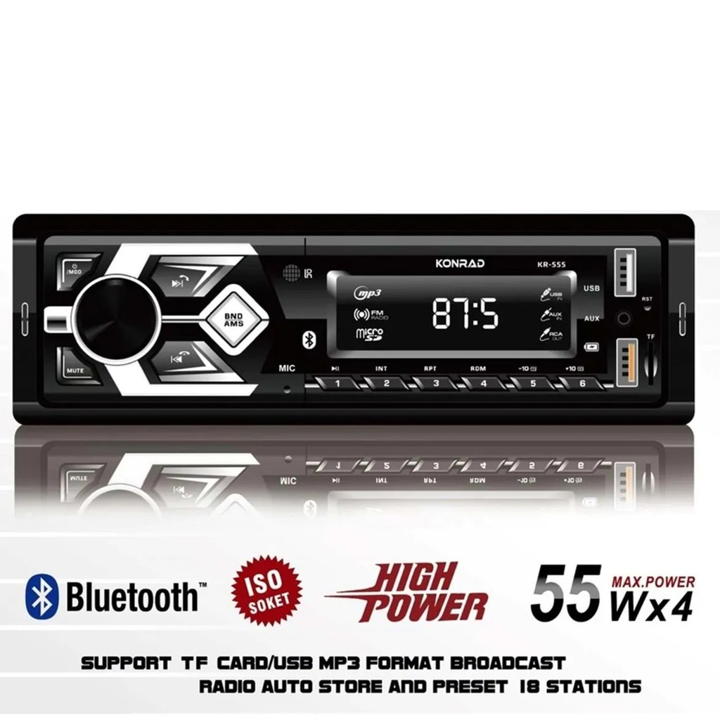 Oto Teyp 4x55w 2 usb bt fm  Şarjlı Konrad KR-555 