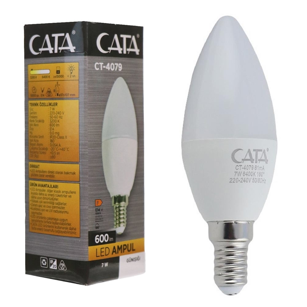 Buji Ampul Mum 7w Beyaz Cata CT-4079-r25