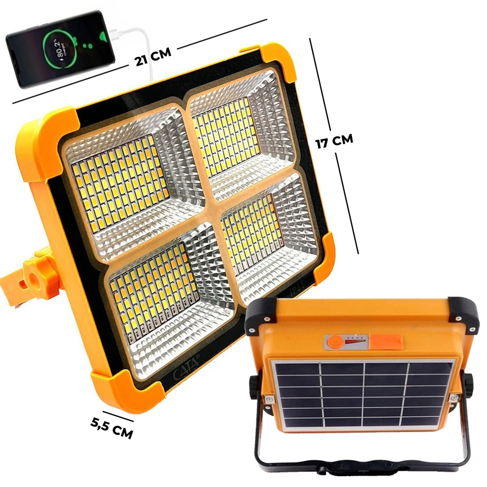 Solar Şarjlı Projektör 200w 3 renk Çakarlı Cata CT-4698 R7