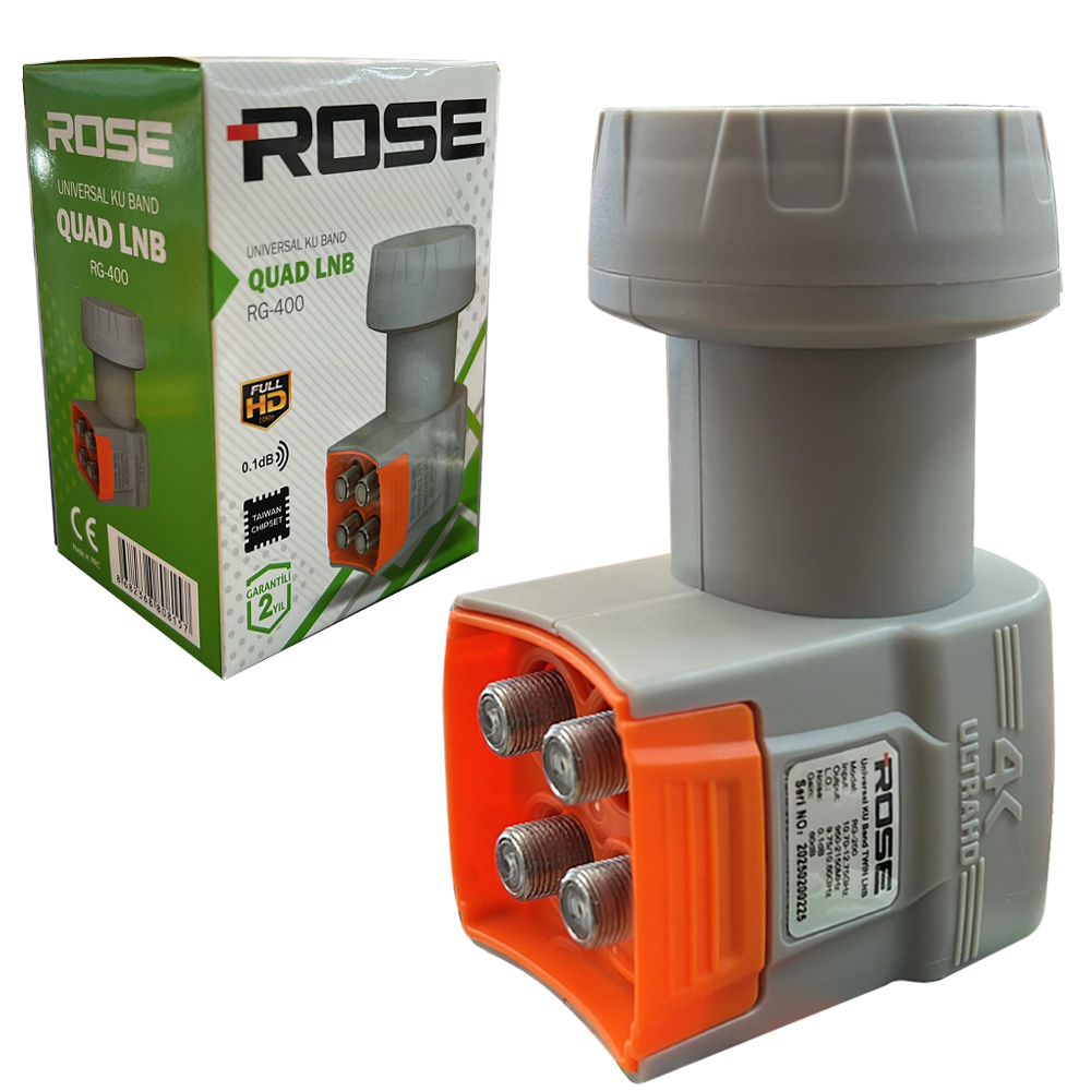 Dörtlü Lnb 0.1DB 3D 4K Quad Rose RG-400  R38