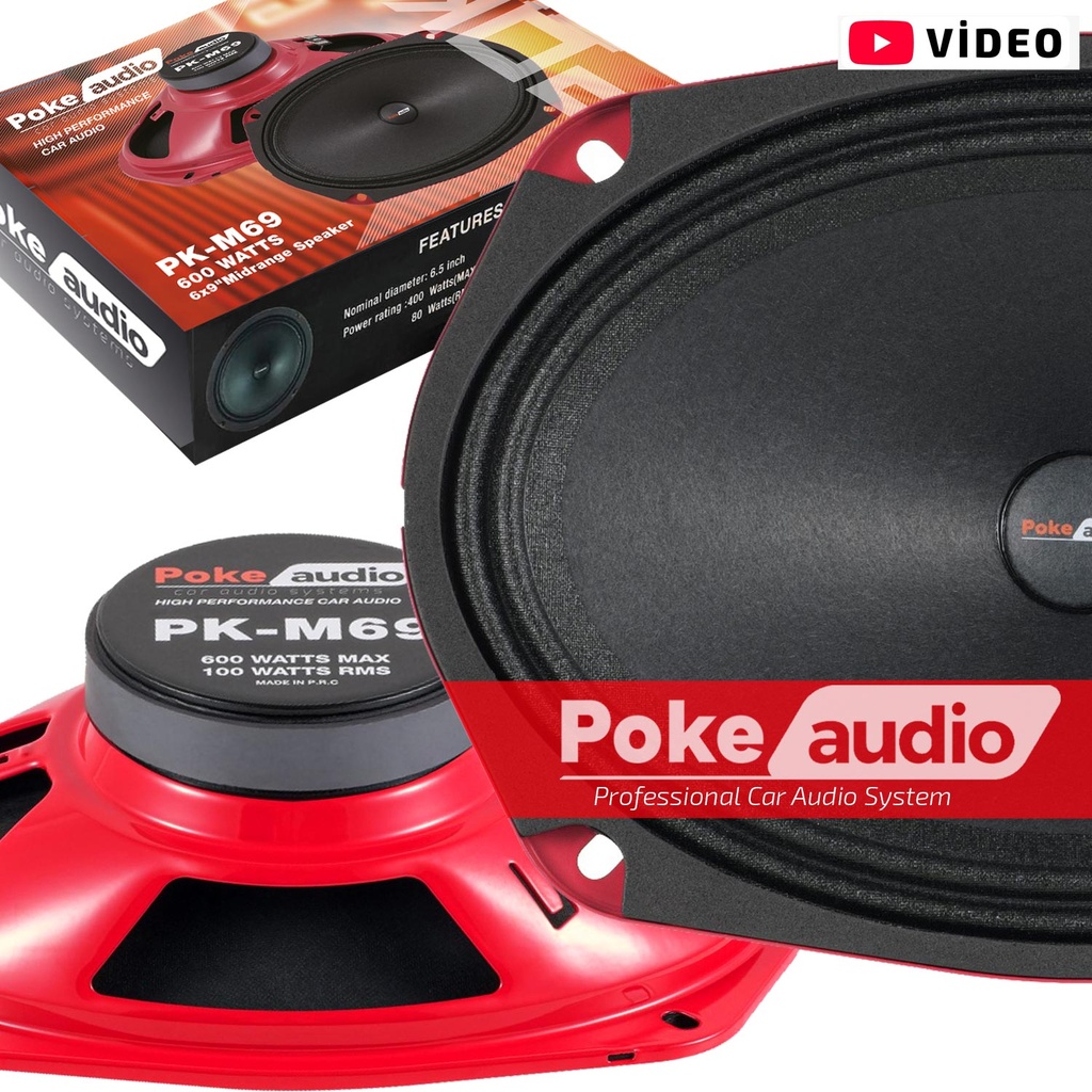 Oto Midrange Oval 6x9'' 600w 100rms Kapaklı 2 Adet Poke PK-M69