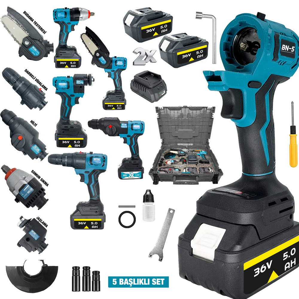 Şarjlı Matkap Vidalama Budama Taşlama 36V 5AH BN-5