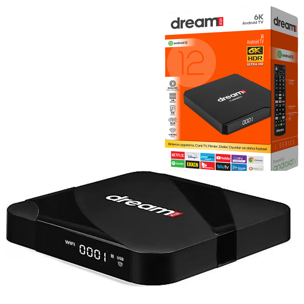 Android Tv Box Uydu Alıcı 2-16gb 6K Medya Player Dreamstar İ1  