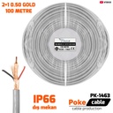 2+1 Dış Mekan CCTV 0.50 Kamera Kablosu Gold IP66 100mt Poke PK-1463