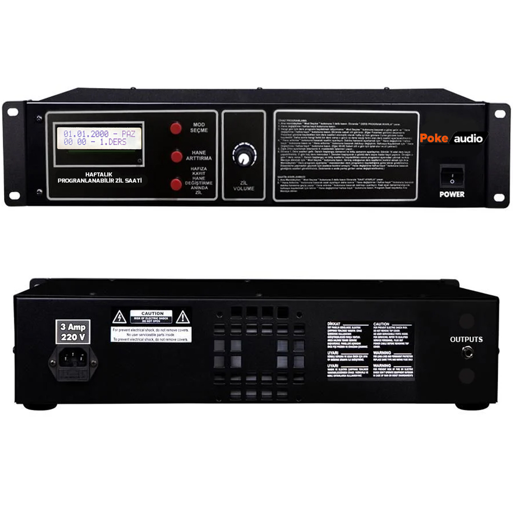 Okul Zil Saati Haftalık Progranlanabilir 23 Melodi Rack Tipi Poke PK-6642  R41