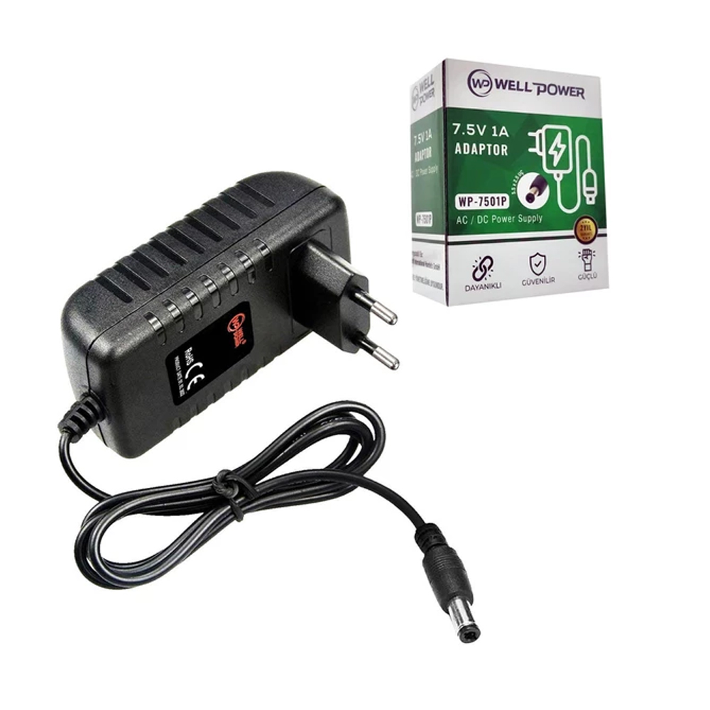 Adaptör 7.5v 1a 5.5X2.5 Uç Wellpower WP-7501P