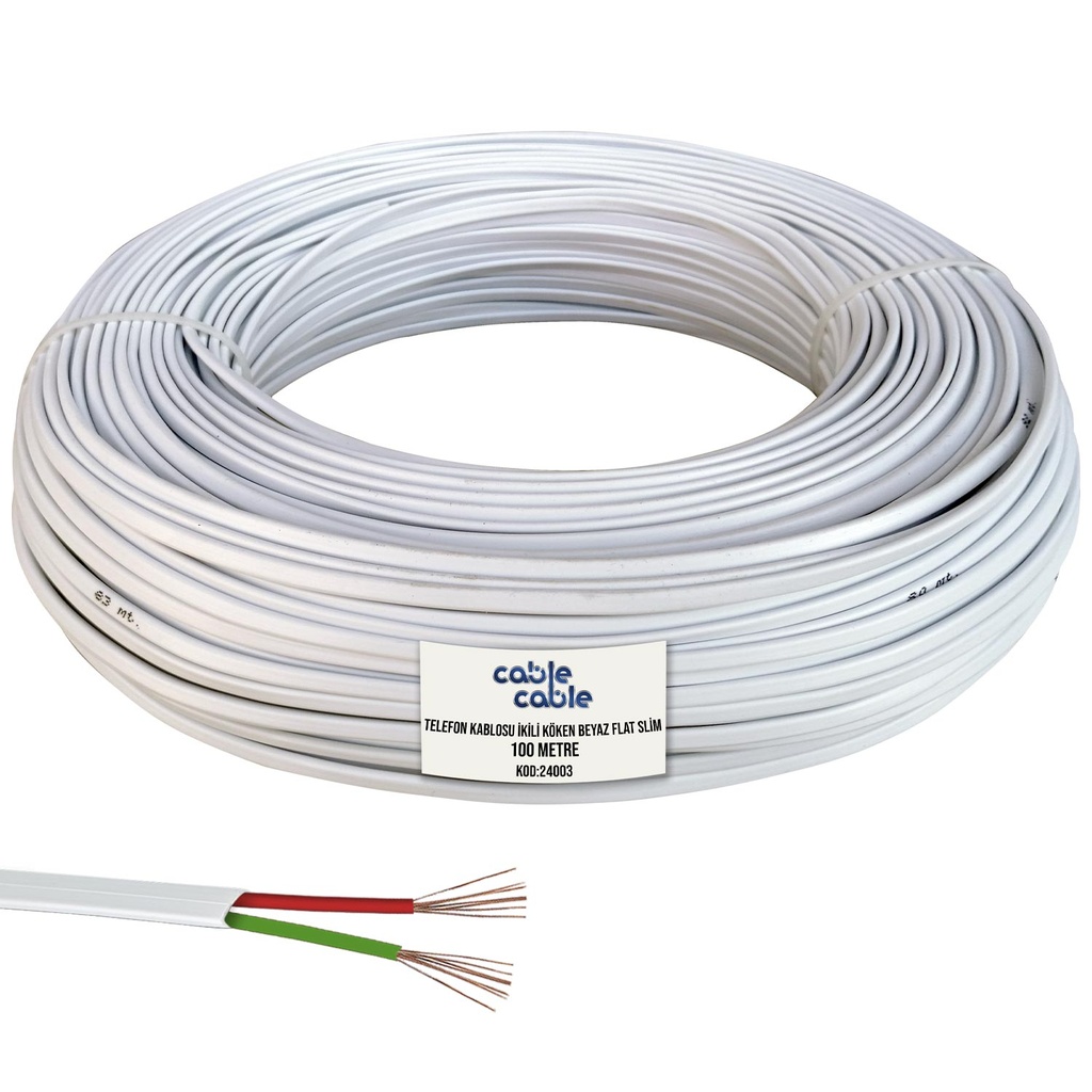 Telefon Kablosu İkili Köken Beyaz 100mt Poke Pk-1254