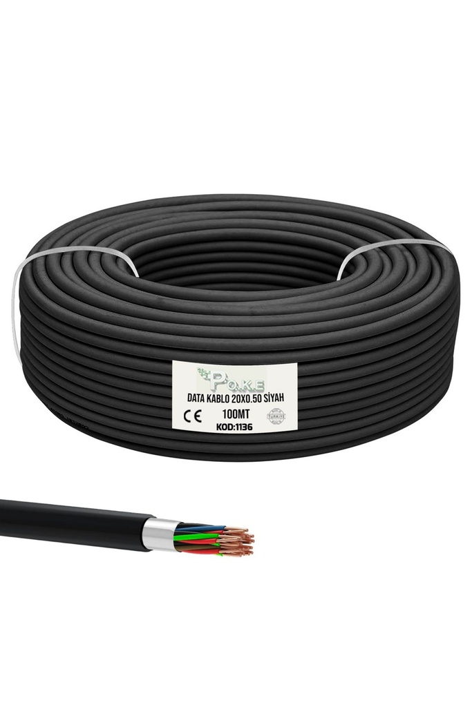 Data Sinyal Kablo 20x0.50 100mt Siyah Poke Pk-1136
