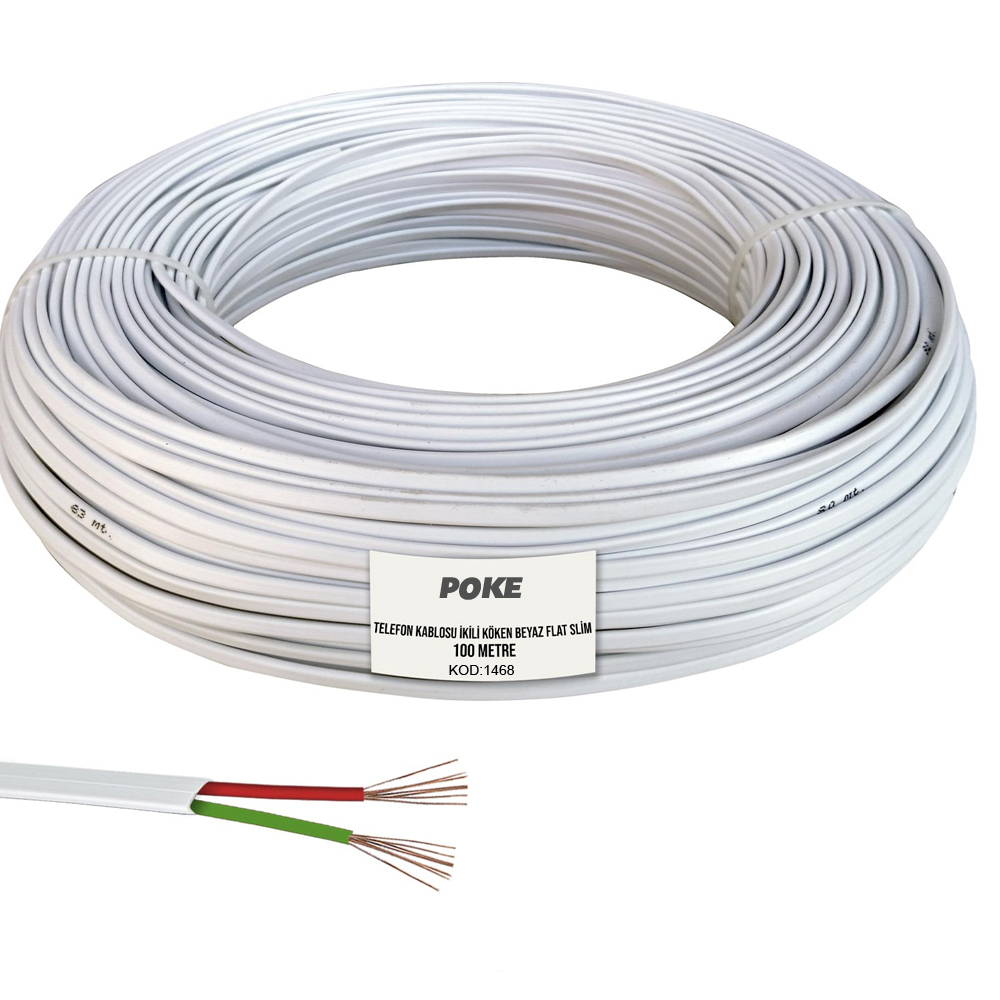 Telefon Kablosu İkili Köken Beyaz 500mt Poke PK-1468