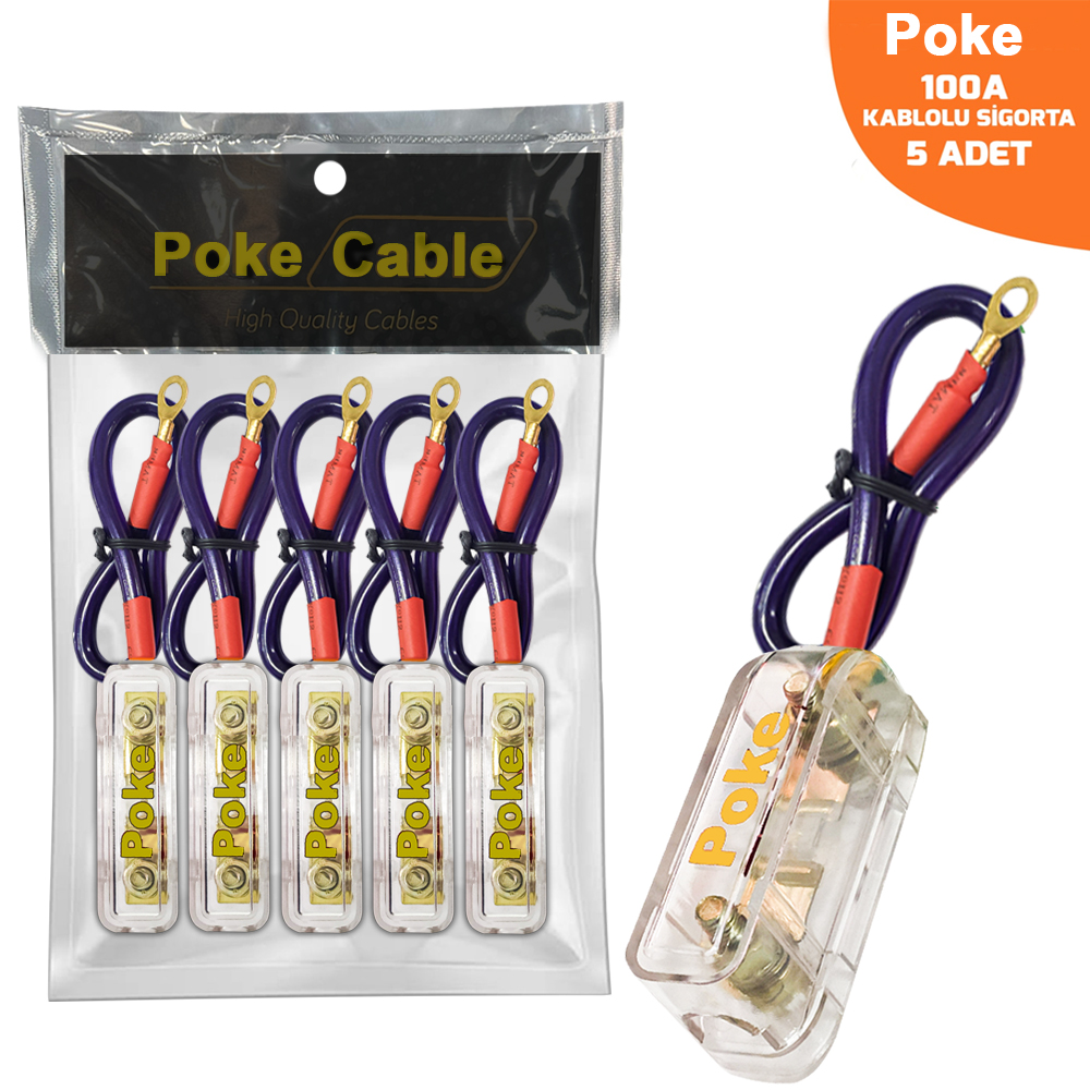 Oto Anfi̇ Sigorta Kablolu 100a 1.Kalite Vidalı 5 Adet Poke PK-6771 R32