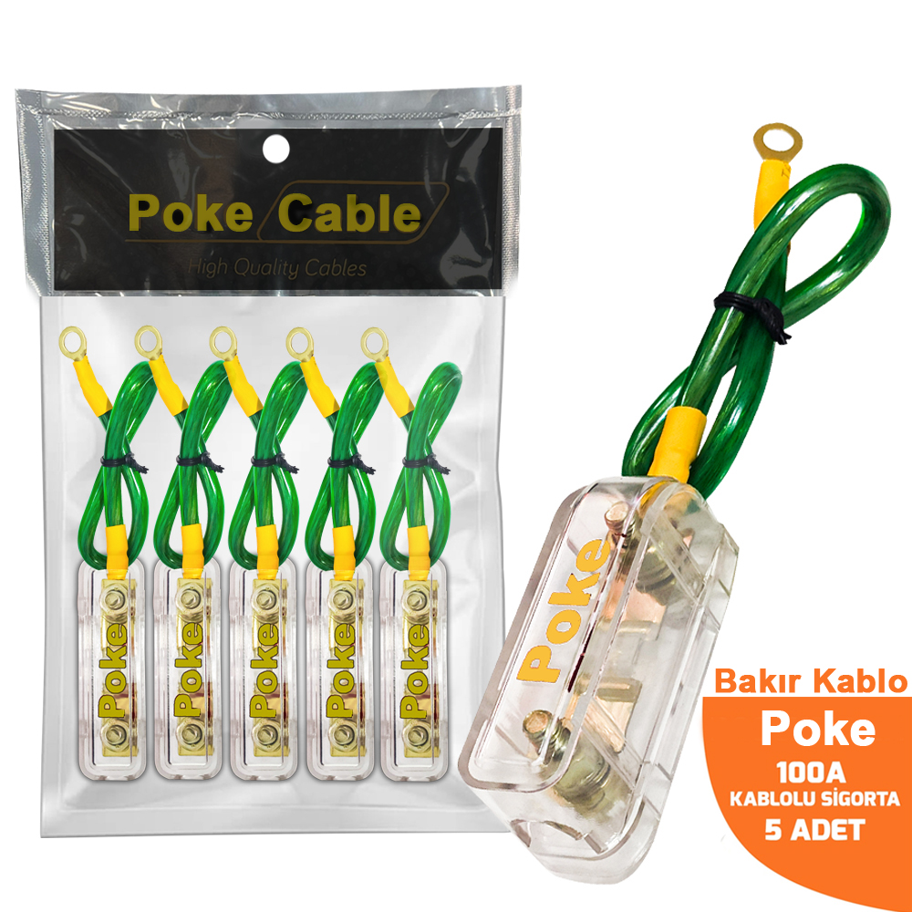 Oto Anfi̇ Sigorta Bakır Kablolu 100a 1.Kalite Vidalı 5 Adet Poke PK-6772 