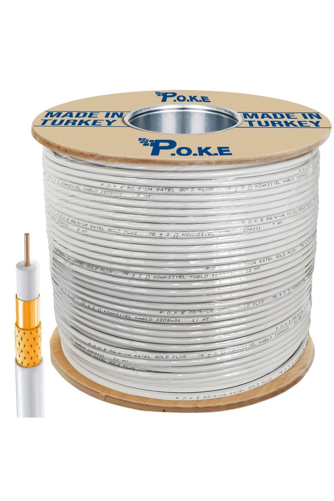 Anten Kablosu Gold RG6/U4 64Tel 1.02 500mt Poke PK-1038