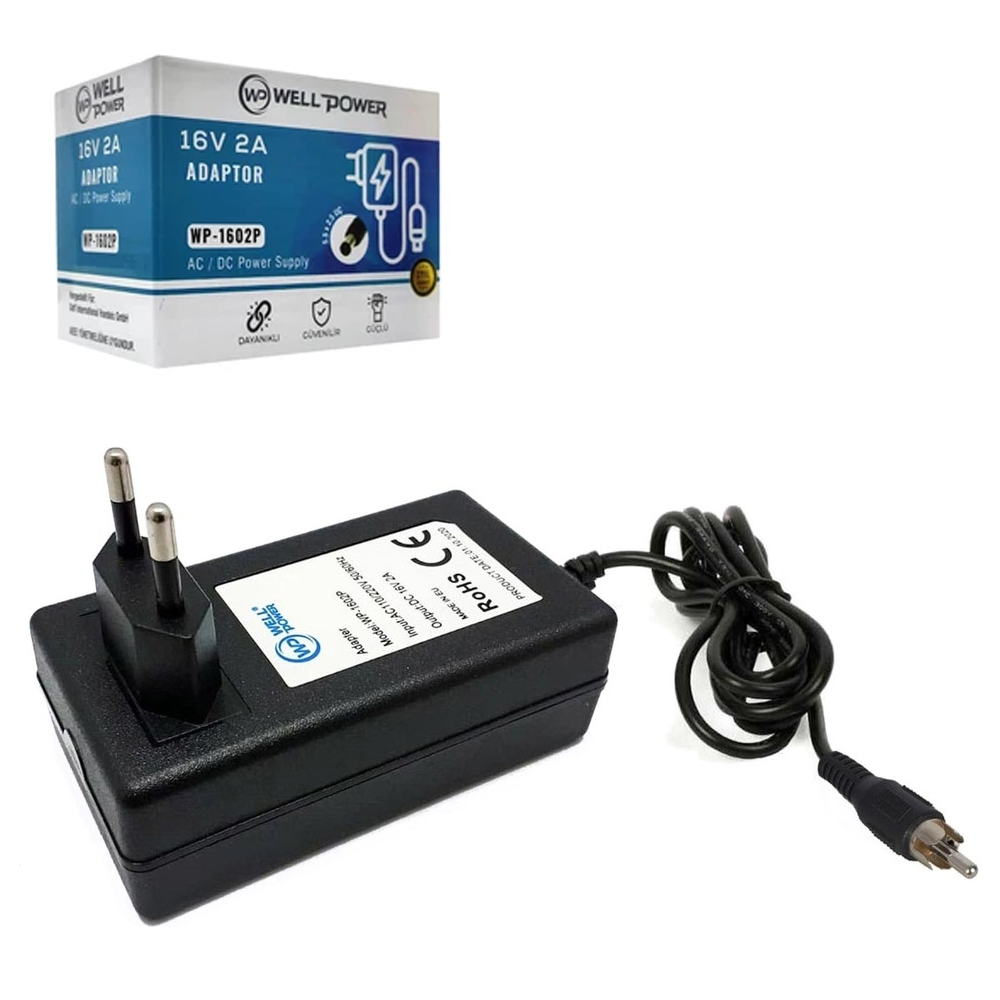 Santral Adaptör 16v 2a RCA Uçlu Plastik Kasa Wellpower wp-1602