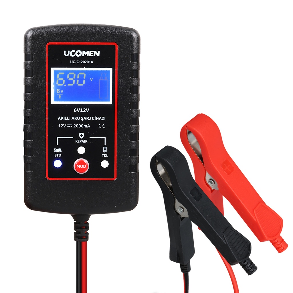 Akü Şarj Cihazı 6/12v 2a Led Göstergeli Ucomen UC-C120201A  